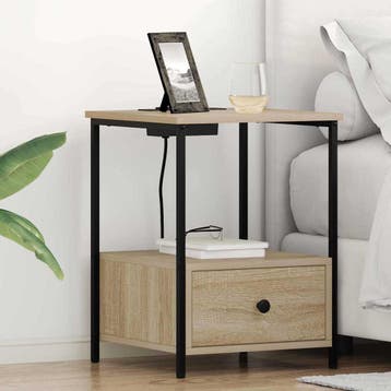 vidaXL Nachtkastje 2 st Sonoma Eiken 42 x 41 x 56 cm Bewerkt, Minder dan 45 cm, Verzenden, Nieuw, 55 tot 70 cm