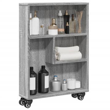 vidaXL Opbergtrolley smal 48x13x68 cm bewerkt hout grijs, Huis en Inrichting, Verzenden, Nieuw, Overige houtsoorten, Minder dan 100 cm