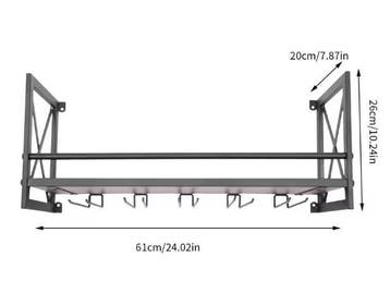 Wand Wijnrek Industrieel met Glashouder – Staal en Hout, 10, Huis en Inrichting, Woonaccessoires | Wijnrekken, Verzenden, Nieuw