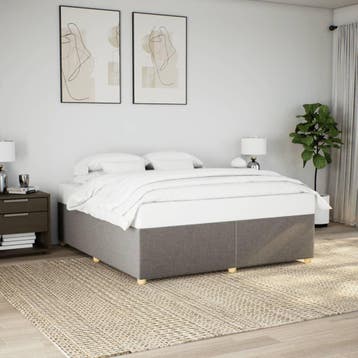 vidaXL Bedframe zonder matras stof taupe 180x200 cm, Eenpersoons, Verzenden, Nieuw, 80 cm