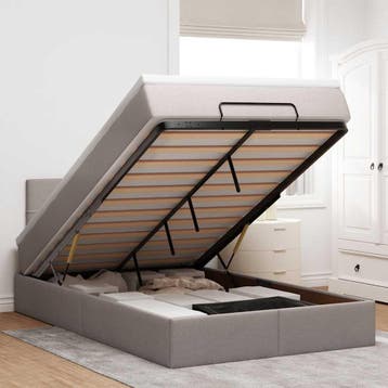 vidaXL Ottoman bed met matras 120x200cm stof taupe, Verzenden, Nieuw, Twijfelaar, 120 cm