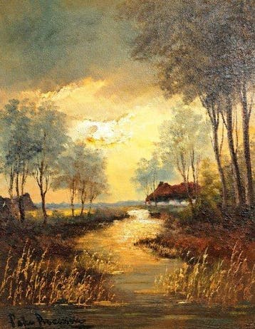 Peter Brouwer (1935-2010) - Boerderij aan de vaart