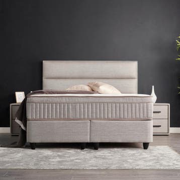 opberg boxspring grijs – Suna - Grijs - 120x200 cm, Huis en Inrichting, Slaapkamer | Boxsprings, Verzenden, Nieuw, Grijs, Modern