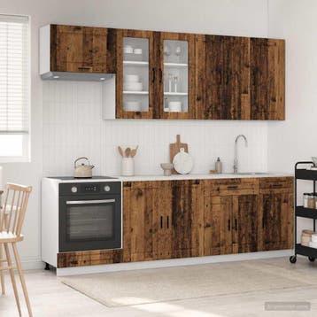 vidaXL Keukenblok PORTO 8 st Oud hout Bewerkt hout, Verzenden, Nieuw, Bruin