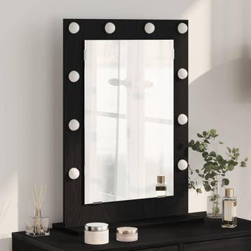 vidaXL Schmink Spiegel Zwart Eiken 70 x 50 x 18 cm, Huis en Inrichting, Woonaccessoires | Spiegels, Verzenden, Nieuw