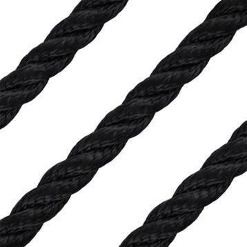 10mm Landvast & Ankerlijn 3-Strengs Polyester Zwart, Ophalen of Verzenden, Nieuw