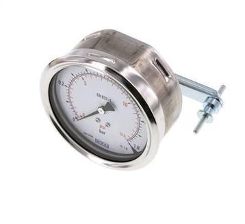 0...1 Bar (0..15 psi) Paneelmontage Manometer Staal/Brons, Verzenden, Nieuw