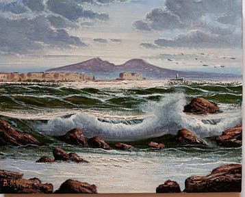 Bruno Di Giulio (1943) - Mareggiata a Napoli, Antiek en Kunst