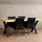 Set van 4 zwarte leren eetkamerstoelen - zwart leer, Ophalen of Verzenden, Nieuw, Leer