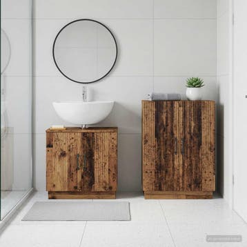 vidaXL 2-delige Badkamerkast Set HOORN Oud hout Bewerkt hout, Verzenden, Nieuw