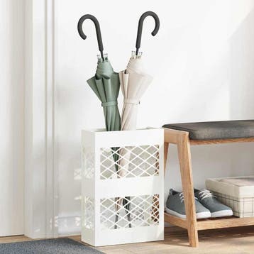 vidaXL Regen paraplu standaard Wit 28 x 12 x 41 cm Staal, Verzenden, Nieuw