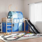 vidaXL Stapelbed met glijbaan en gordijnen blauw 80x200 cm, Eenpersoons, Nieuw, 80 cm, 200 cm