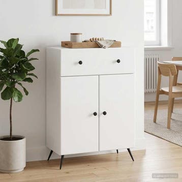 vidaXL Dressoir Hoogglans Wit 66 x 34,5 x 90 cm Bewerkt hout, Verzenden, Nieuw, Overige houtsoorten, Minder dan 50 cm