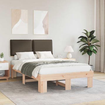 vidaXL Bedframe met Gevoerd Hoofdgedeelte Taupe 120 x 190 cm, Verzenden