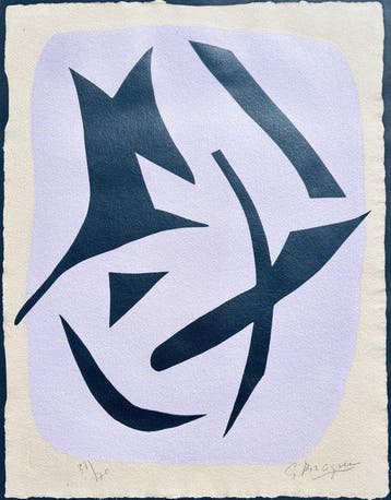 Georges Braque (1882-1963) - Vol doiseaux noirs sur fond