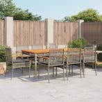 vidaXL 9-delige Tuinset met kussens poly rattan grijs, Verzenden, Nieuw, 8 zitplaatsen, Tuinset