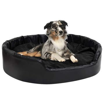 vidaXL Hondenmand 99x89x21 cm pluche en kunstleer zwart, Dieren en Toebehoren, Verzenden, Nieuw