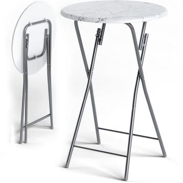Statafel 2 stuks Wit Marmerlook Ø60cm Inklapbaar (Statafels, Verzenden, Nieuw