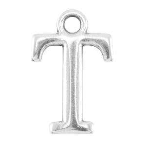 DQ bedel Letter T - Antiek Zilver 15,5 x 9,5 mm oogje: va..., Ophalen of Verzenden, Nieuw, Bedel