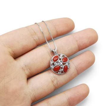 Koraal - Argento 925 - Ketting met hanger - Italiaans, Verzamelen, Mineralen en Fossielen