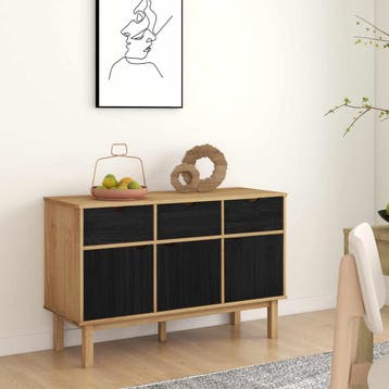 vidaXL Dressoir OTTA Bruin en zwart 114 x 43 x 73,5 cm, 100 tot 150 cm, Verzenden, Nieuw, Grenenhout