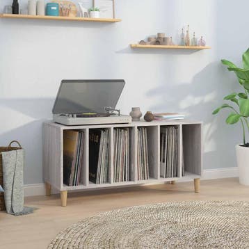 vidaXL Platenkast 100x38x48 cm bewerkt hout grijs sonoma, Verzenden, Nieuw