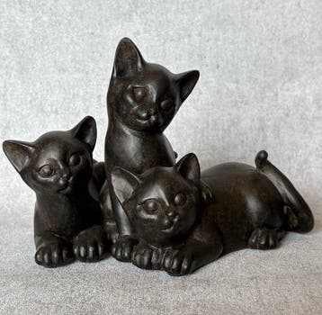 Beeld, Drie katten - 15.5 cm - Hars