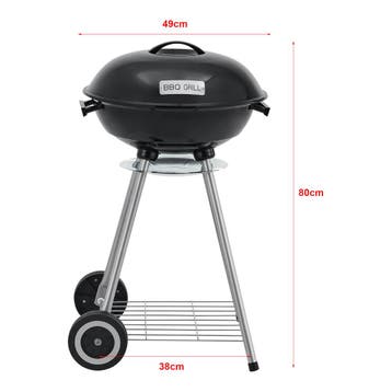 Houtskool BBQ Apricena rond met deksel 80x49x47 cm zwart cas, Verzenden, Nieuw