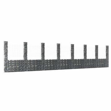 vidaXL Schanskorf U-vormig met 8 palen 860x20x200 cm ijzer, Verzenden, Nieuw, IJzer, 2 meter of meer