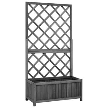vidaXL Plantenbak met latwerk 70x30x135 cm massief vurenhout, Verzenden, Minder dan 60 cm, Nieuw, 60 cm of meer