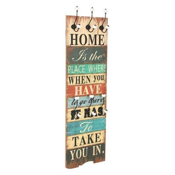 vidaXL Wandkapstok met 6 haken HOME IS 120x40 cm, Huis en Inrichting, Verzenden, Nieuw