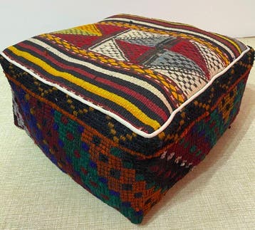 Kelim Poef - Kelim - 48 cm - 48 cm