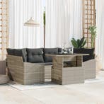 vidaXL Tuin Sofa Set met opslag 7 pcs Lichtgrijs Poly riet, Verzenden, Nieuw, Rotan