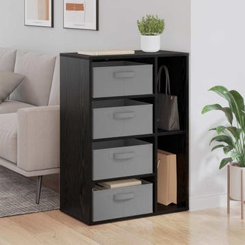 vidaXL Dressoir Zwart eiken 60 x 33,5 x 84 cm, Huis en Inrichting, Kasten | Dressoirs, Verzenden, Nieuw, 50 tot 100 cm, 25 tot 50 cm