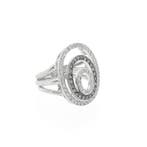Witgouden ring met witte en champagne diamanten; 0,72 ct., Sieraden, Tassen en Uiterlijk, Ringen, Gebruikt, Overige kleuren, Ophalen of Verzenden