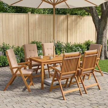 vidaXL 7-Piece Garden Dining Set Naturel Massief Acaciahout, Verzenden, Nieuw