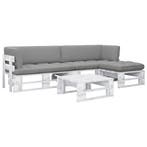 vidaXL 4-delige Loungeset pallet met kussens wit, Verzenden, Nieuw, Loungeset