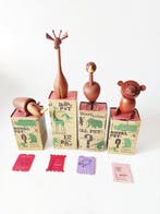 Figuur - Vier vintage houten dieren Royal Pet