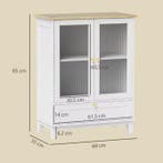 Dressoir met Glazen Deuren Wit Eiken Compact 68×35×85 cm, Verzenden, Nieuw