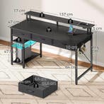 Gaming bureau - Gaming desk - Gaming tafel - 137x90 cm - Zwa, Huis en Inrichting, Bureaus, Verzenden, Zo goed als nieuw