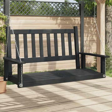 vidaXL Tuinschommelbank met metalen kettingen massief, Verzenden, Nieuw, Hout