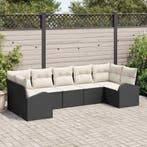 vidaXL Tuin Sofa Set met kussen 7 pcs Zwart Poly Rattan, Verzenden, Nieuw, Rotan
