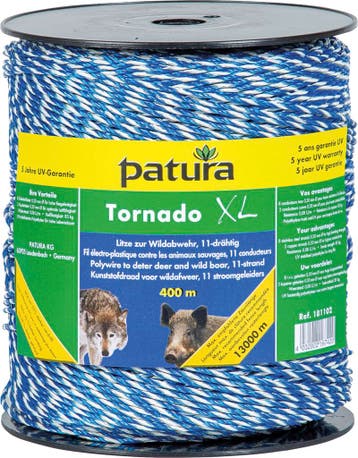 Tornado XL schrikdraad, blauw / wit, 400 meter tegen wild en, Ophalen of Verzenden
