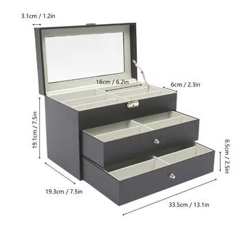 18-Vaks Brillenbox – Luxe 3-Laags Opberger met Glazen Deksel, Verzenden, Nieuw