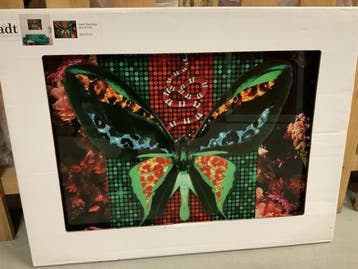 Veiling - Glasschilderij Gucci vlinder en slang 60x80cm, Huis en Inrichting, Nieuw