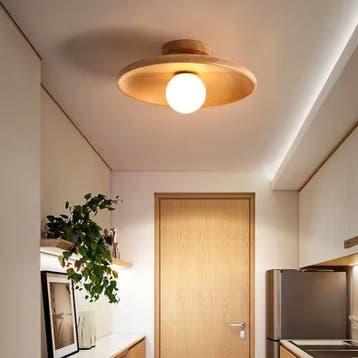 Nordic Houten Plafondlamp – Rond Design | Diameter 18/28cm, Verzenden, Nieuw, Hout
