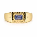 Zonder minimumprijs - Ring Verguld Tanzaniet - Diamant - 18k, Nieuw