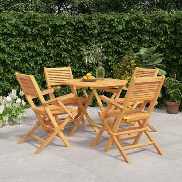 vidaXL 5-delige Tuinset massief teakhout, Tuin en Terras, Verzenden, Nieuw, Hout, Tuinset