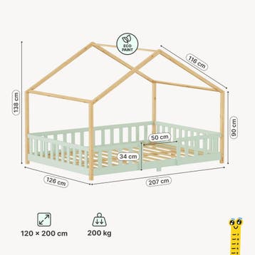 Kinderbed Treviolo met uitvalbeveiliging en matras [en.casa], Verzenden, Nieuw