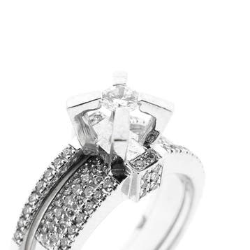 Witgouden ring met diamanten; Ca. 0,79 ct., 18 tot 19, Gebruikt, Ophalen of Verzenden, Met edelsteen